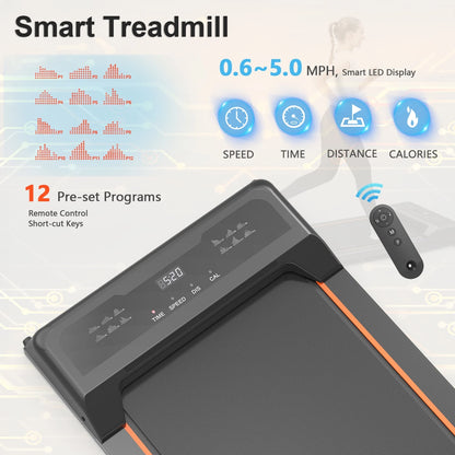 Under Desk Treadmill - Walking Pad with LED Display and Remote Control, Portable Treadmill for Home and Office, 2.5HP, 265LBS Capacity